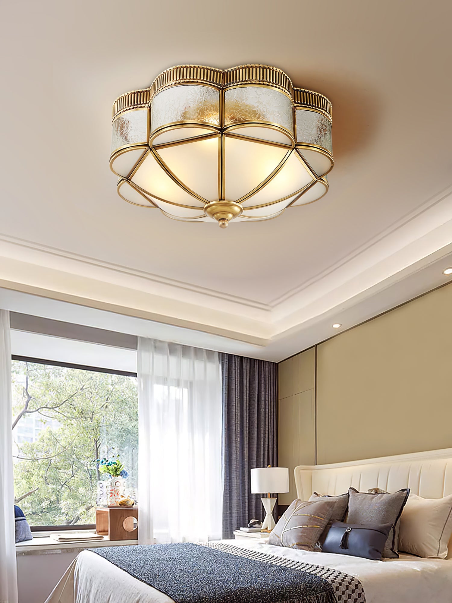 Brass Domed Flush Ceiling Lamp - Blowlighting