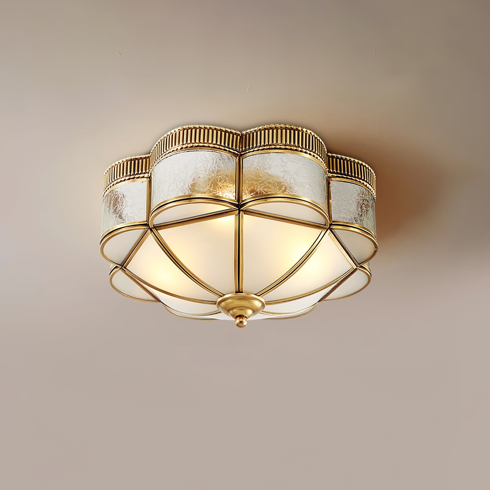 Brass Domed Flush Ceiling Lamp - Blowlighting