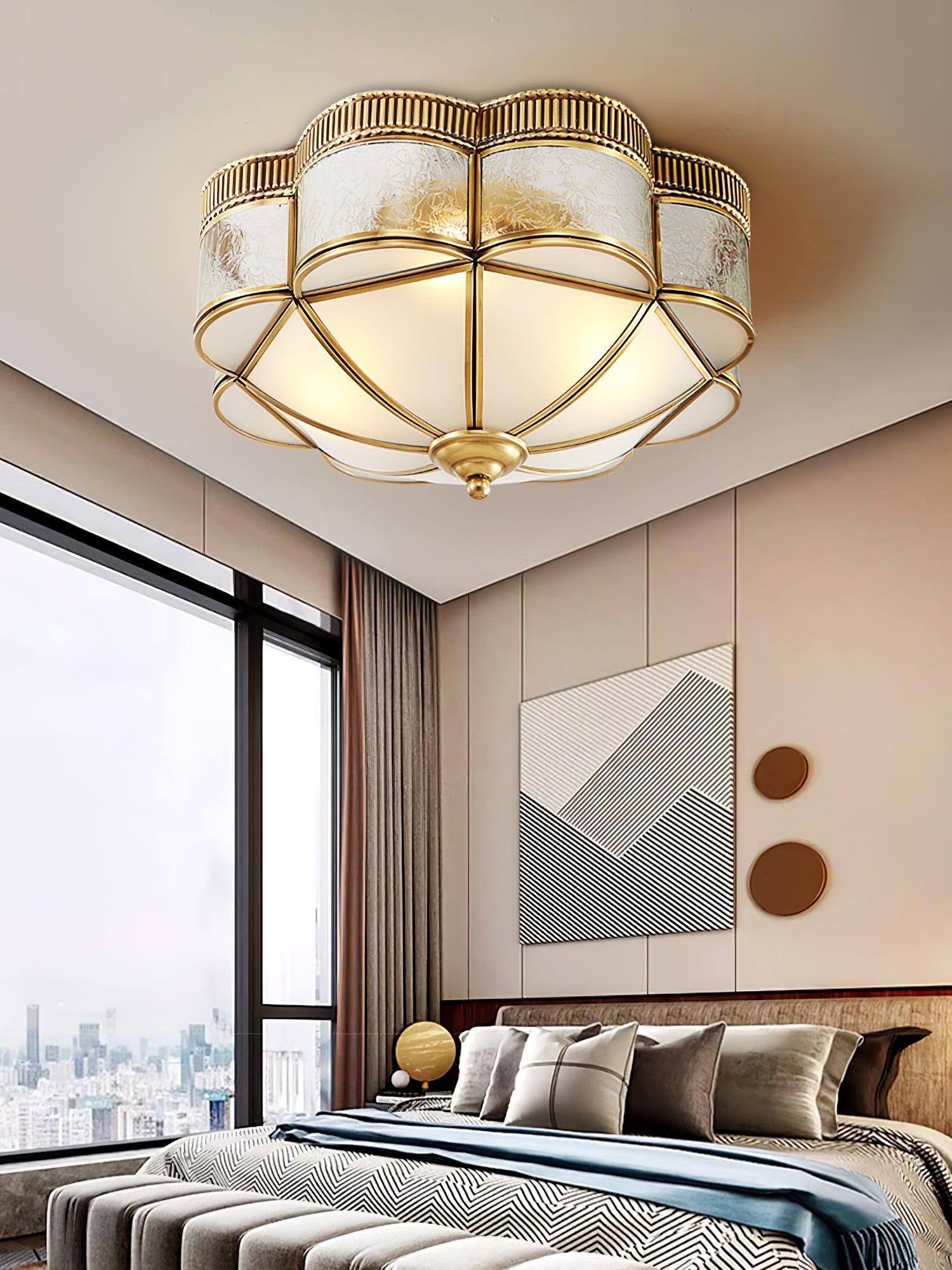 Brass Domed Flush Ceiling Lamp - Blowlighting