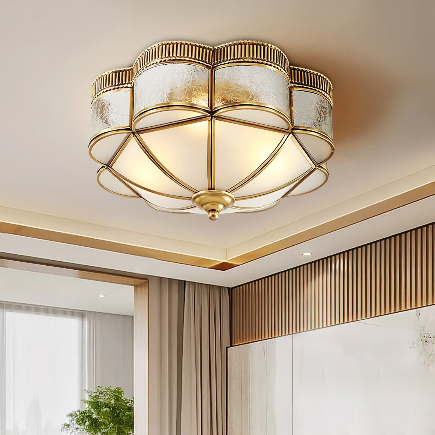 Brass Domed Flush Ceiling Lamp - Blowlighting