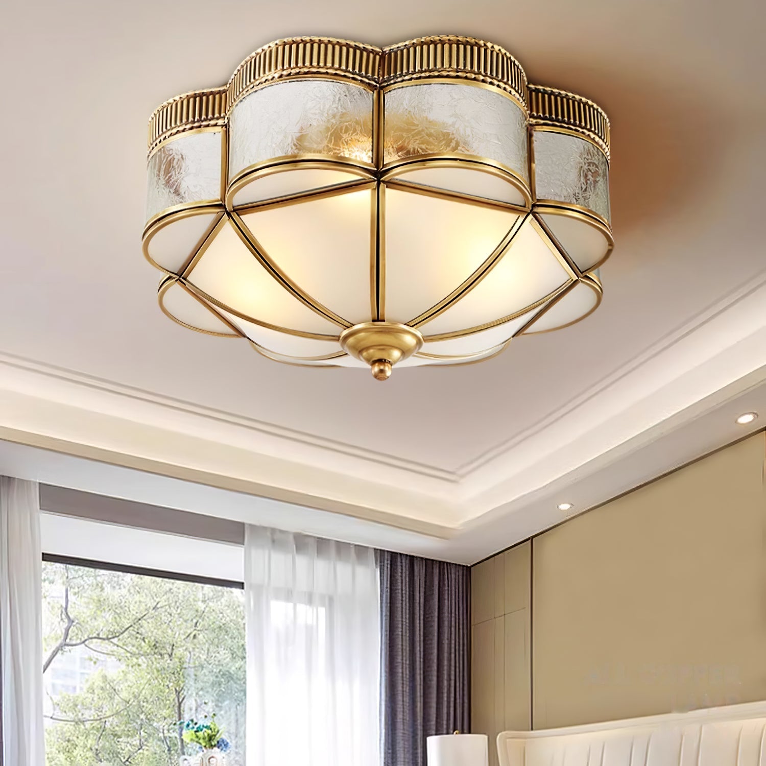 Brass Domed Flush Ceiling Lamp - Blowlighting