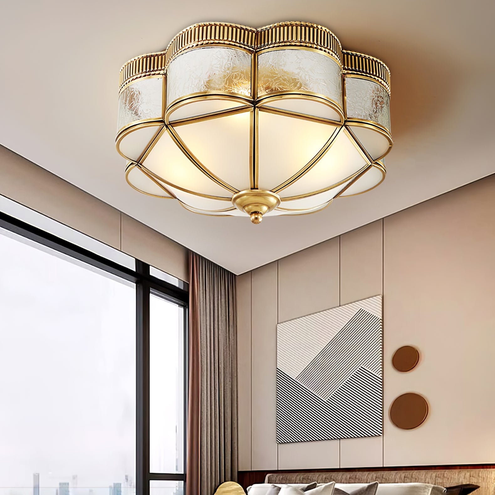Brass Domed Flush Ceiling Lamp - Blowlighting