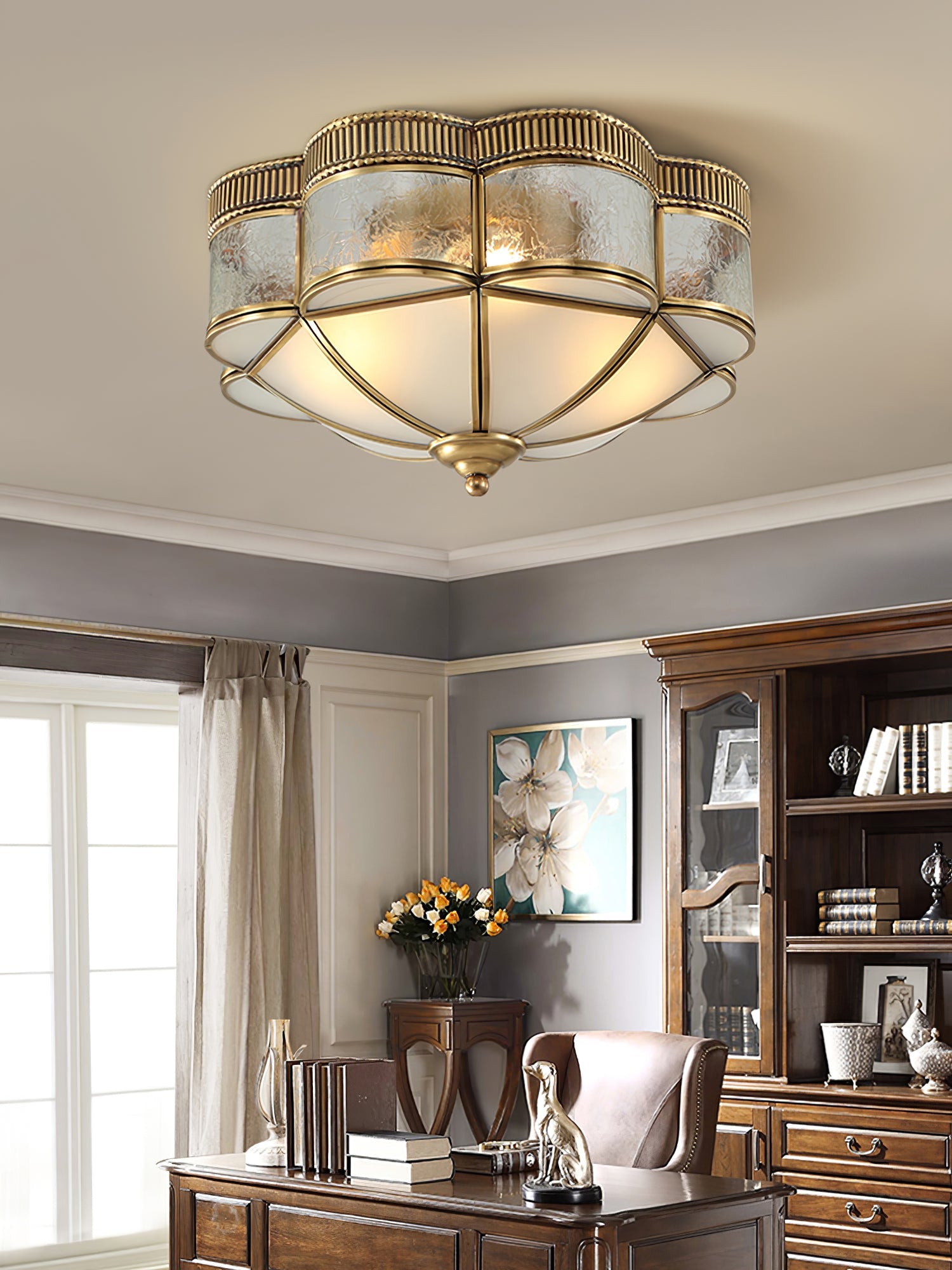 Brass Domed Flush Ceiling Lamp - Blowlighting
