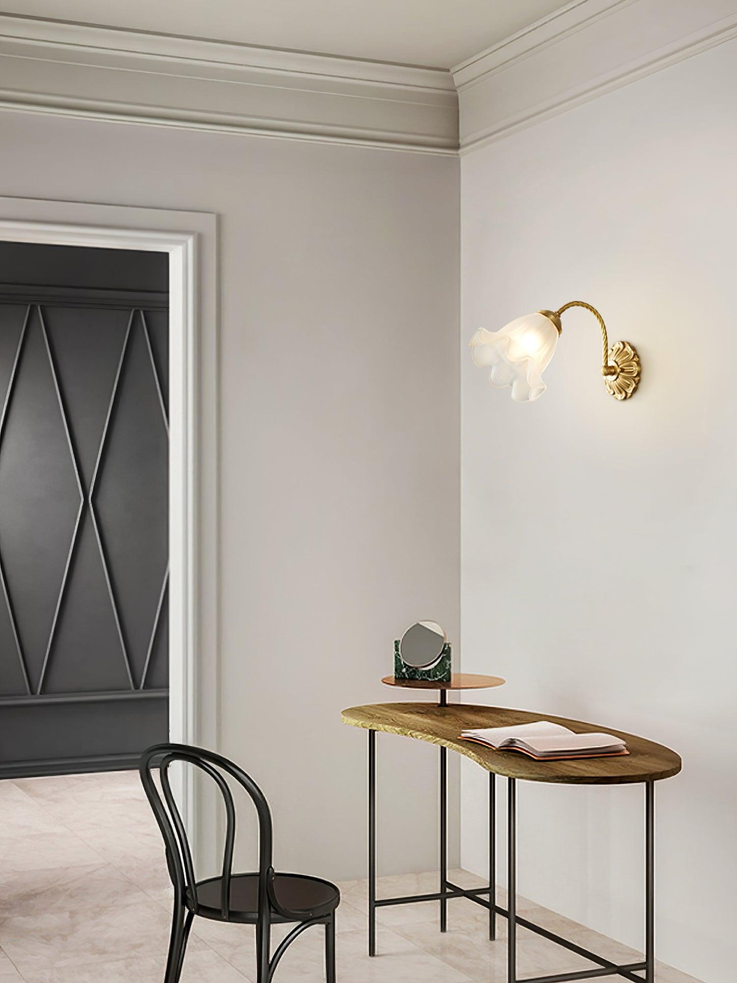 Brass Floral Glass Sconce - Blowlighting