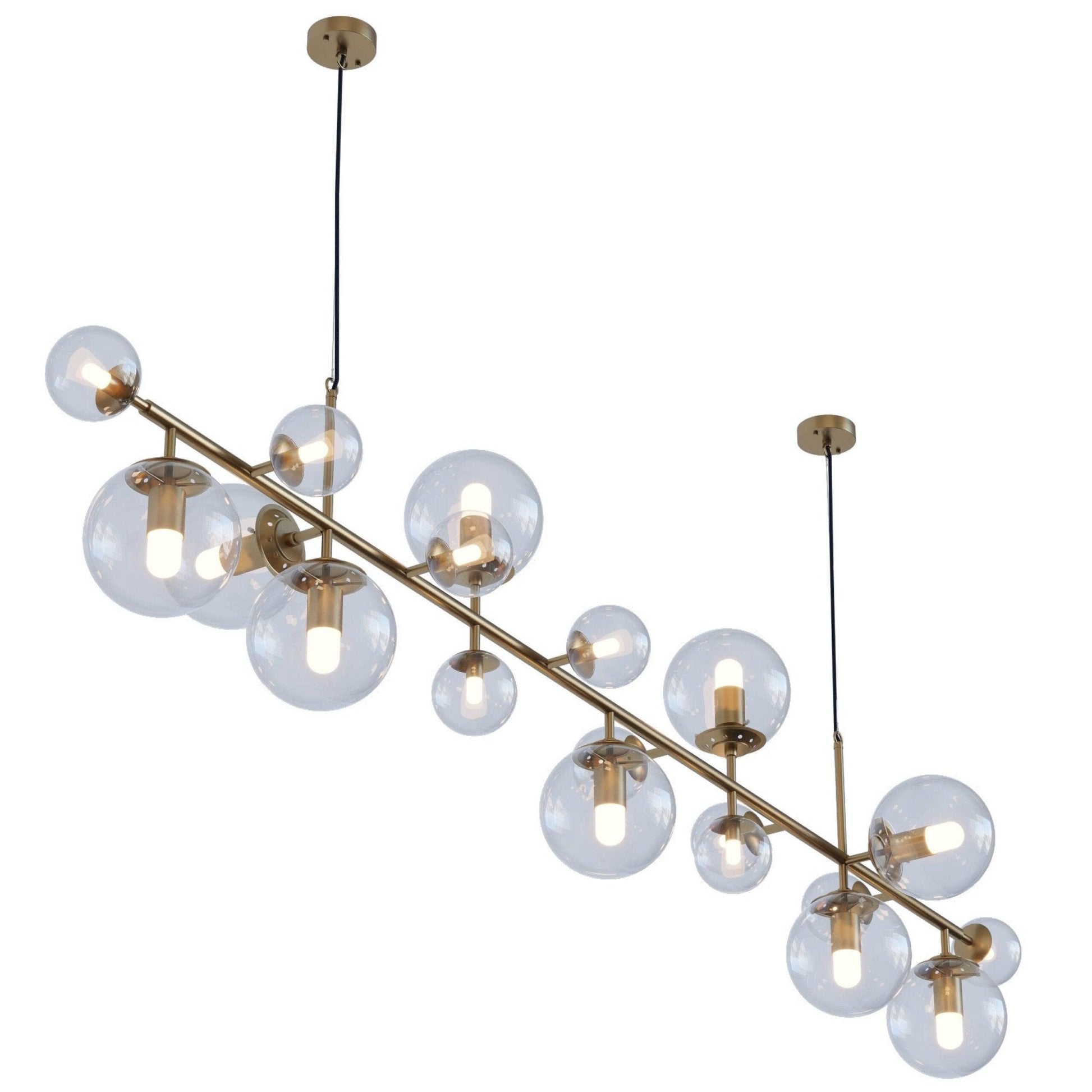Brass Glass Globe Chandelier - Blowlighting
