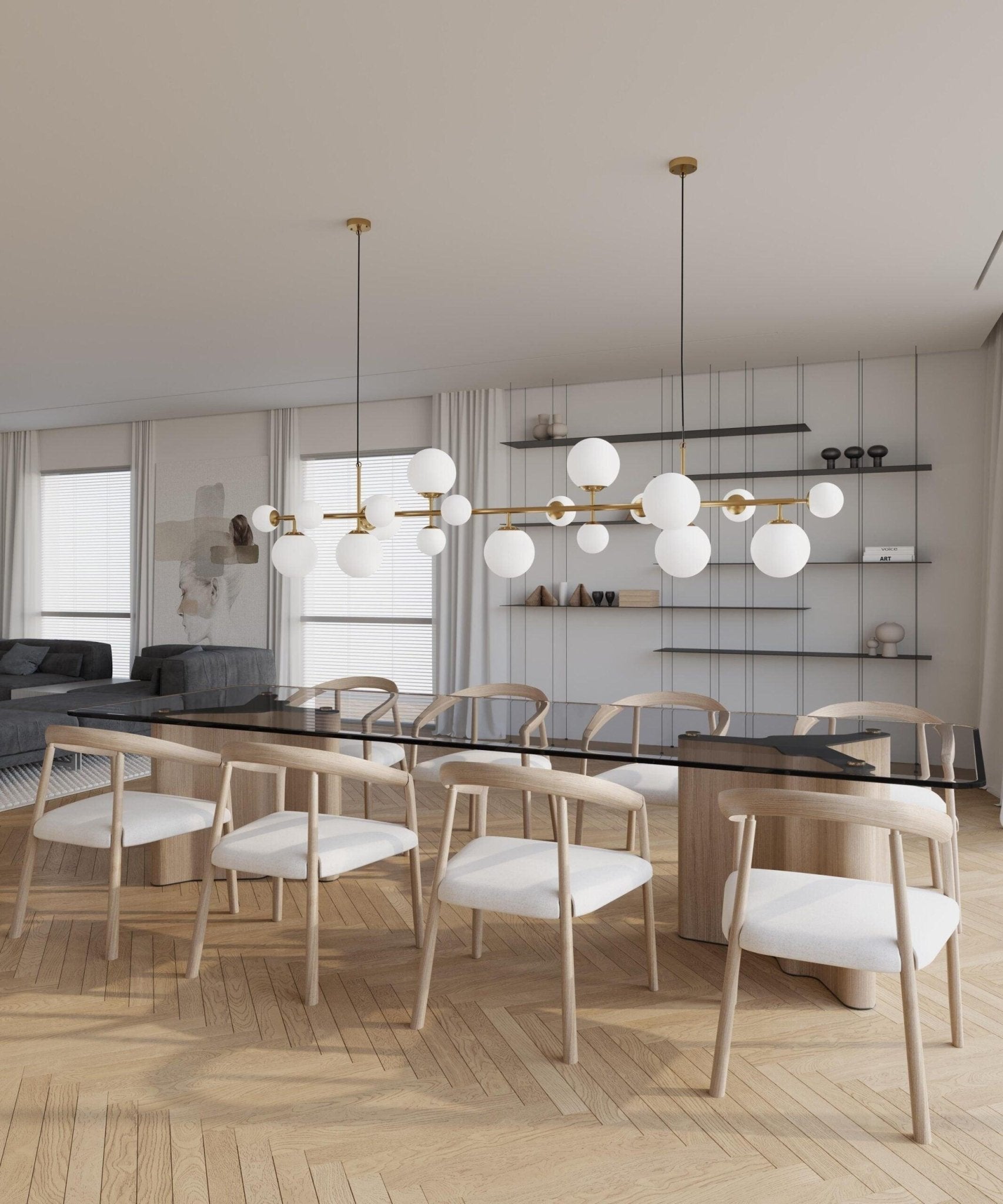 Brass Glass Globe Chandelier - Blowlighting