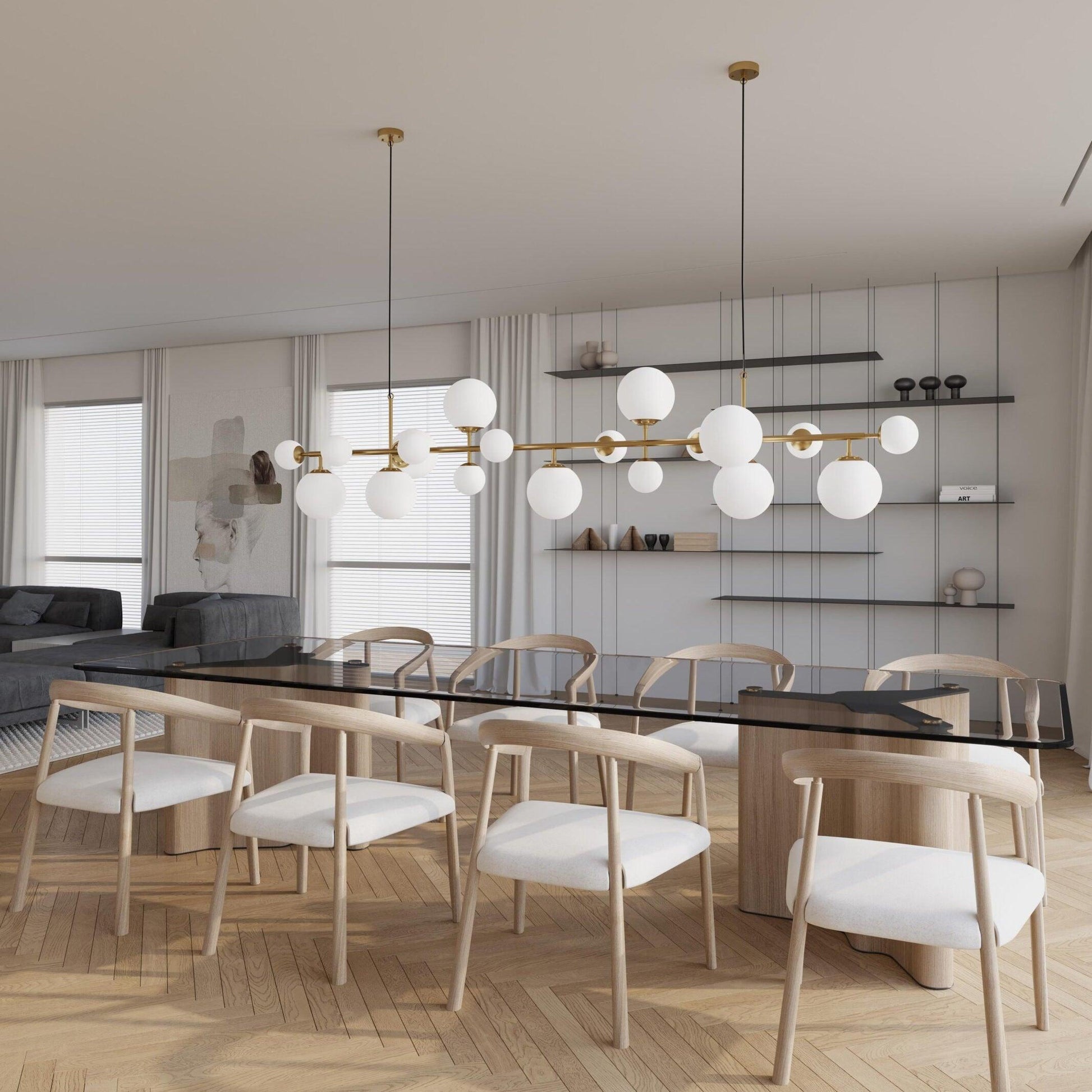 Brass Glass Globe Chandelier - Blowlighting