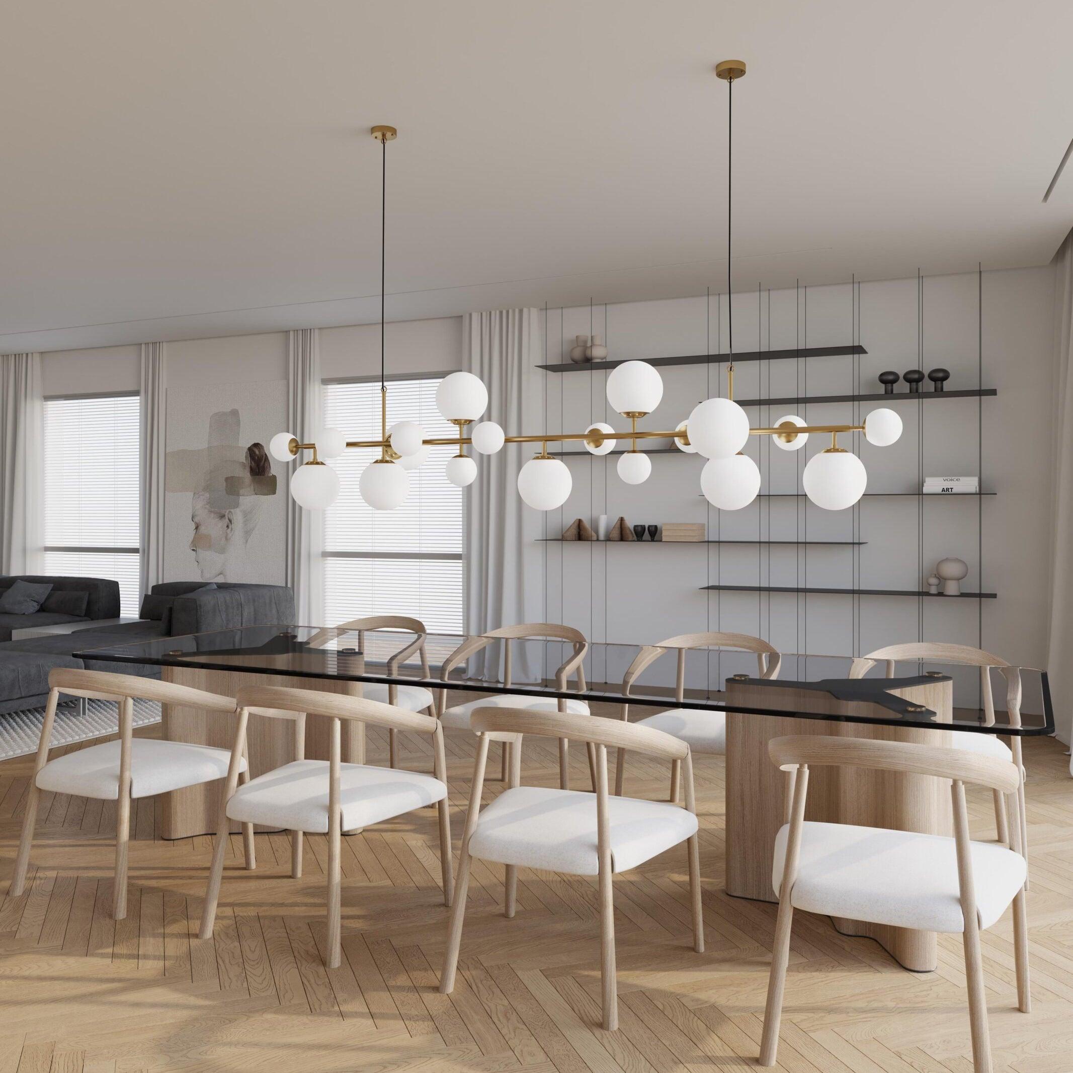 Brass Glass Globe Chandelier - Blowlighting