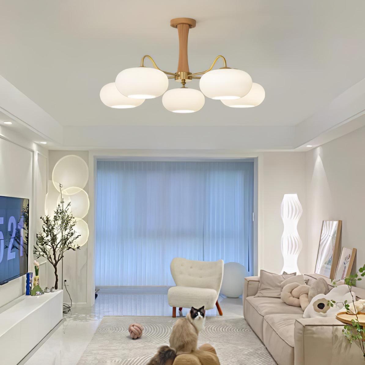 Brass Wooden Persimmon Chandelier - Blowlighting