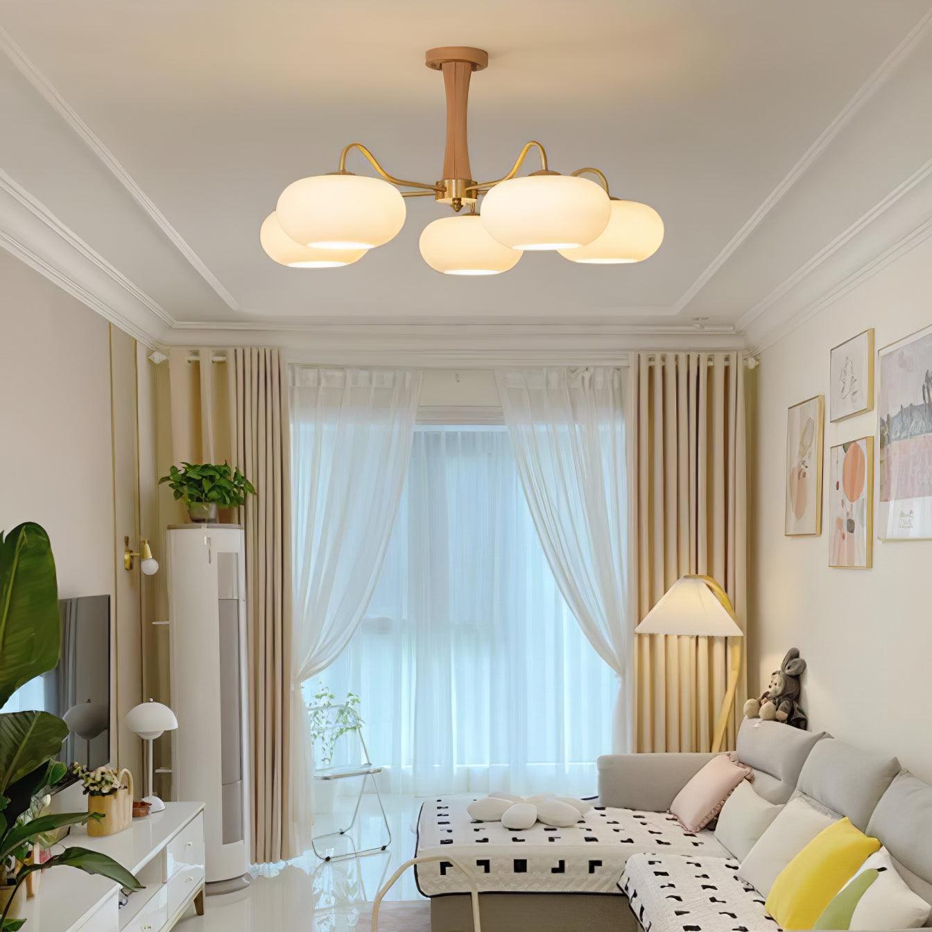 Brass Wooden Persimmon Chandelier - Blowlighting