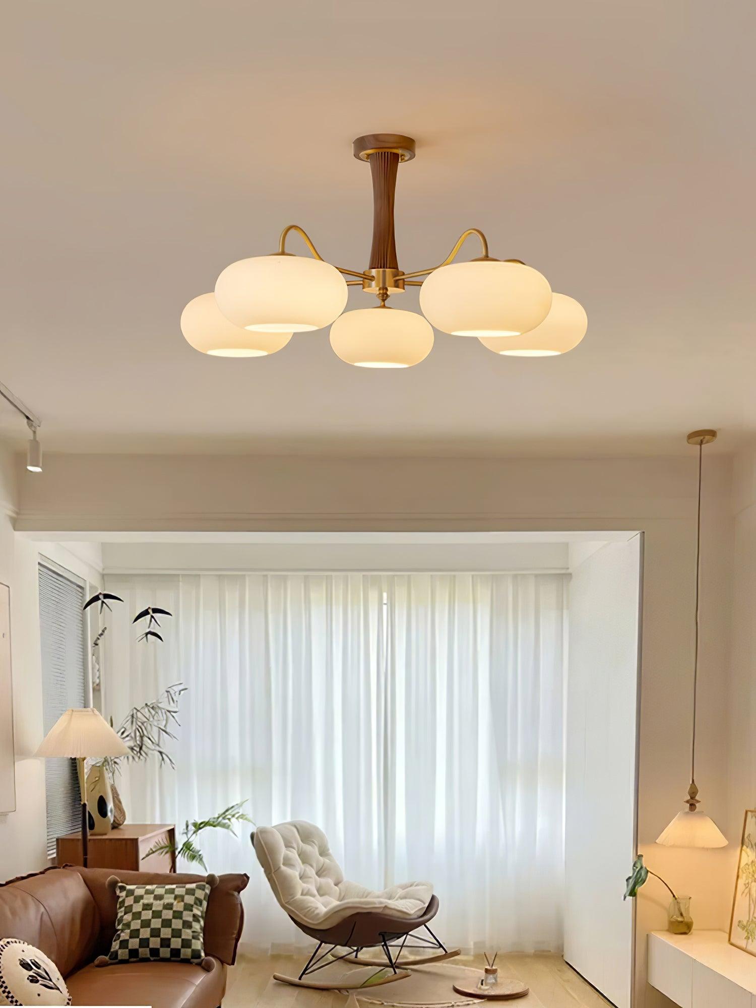 Brass Wooden Persimmon Chandelier - Blowlighting