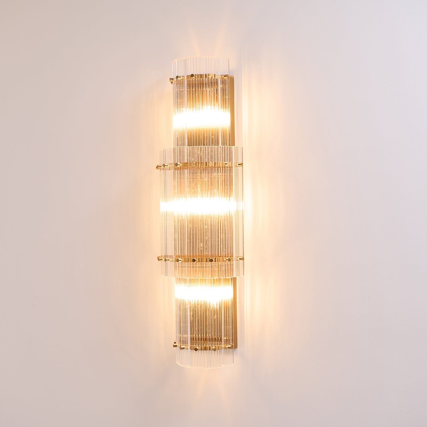 Aurora Wall Light Layered Glass Rods Copper Modern Vertical - Blowlighting