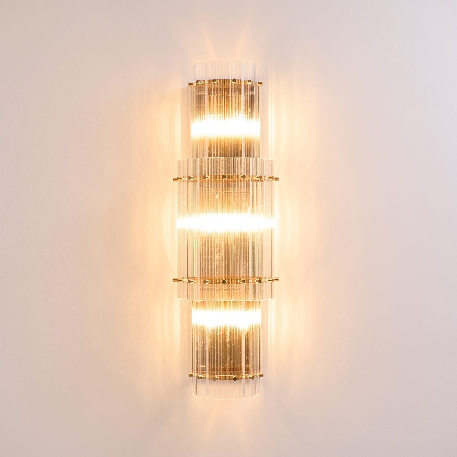 Aurora Wall Light Layered Glass Rods Copper Modern Vertical - Blowlighting