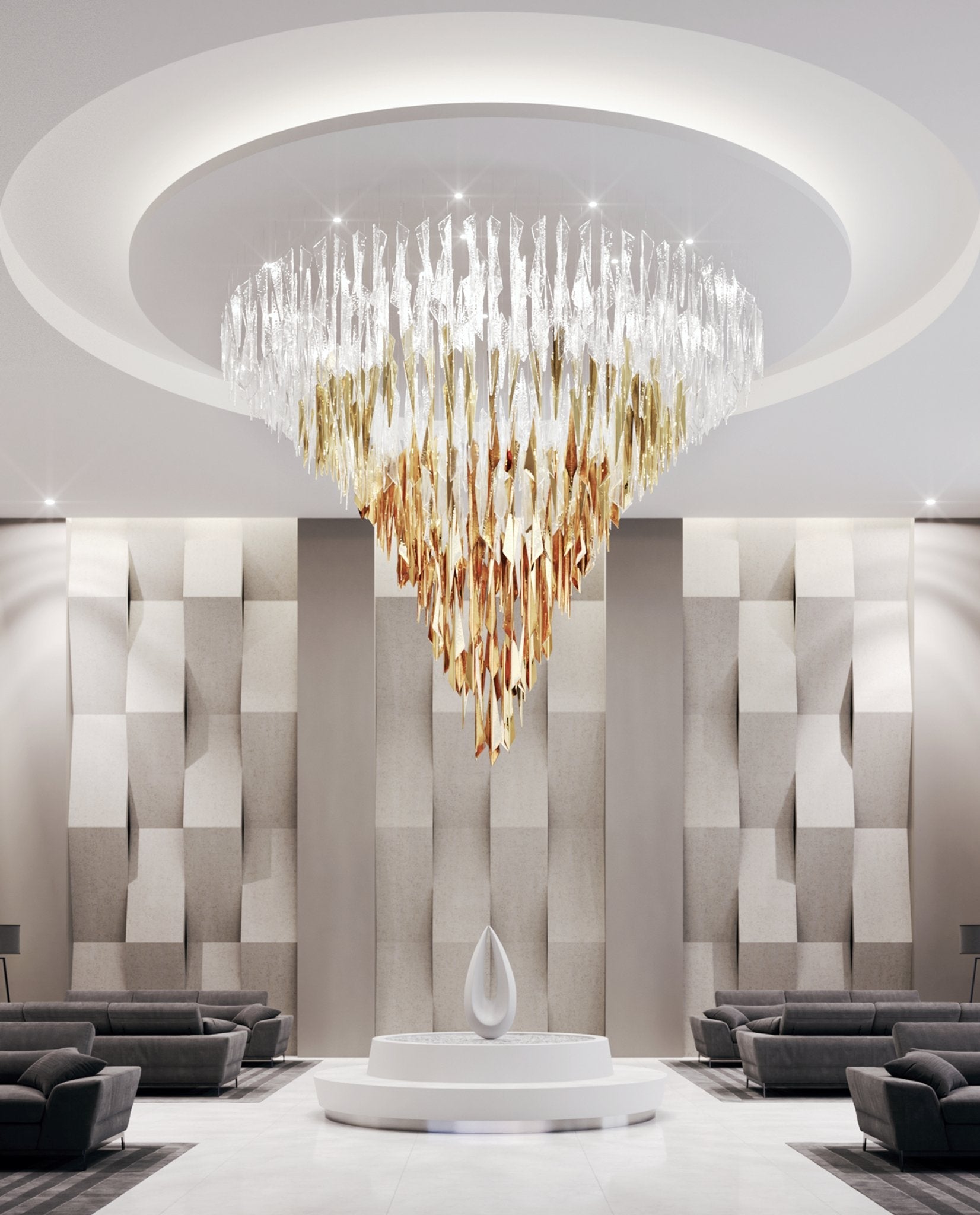 Nyvinia Glass Feather-Shape Chandelier - Blowlighting