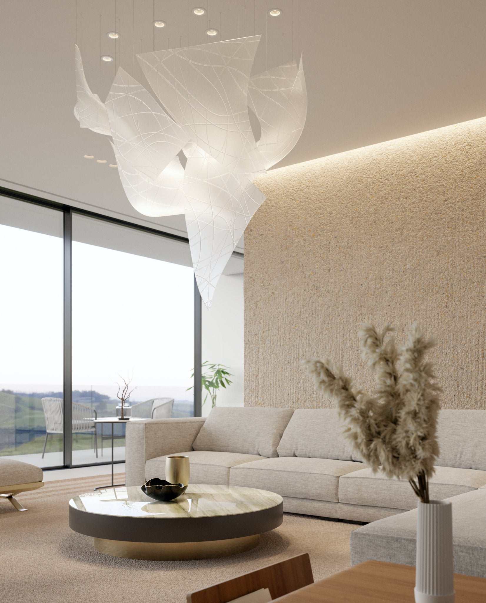 Alnoror Sculptural Gold Pendant Light - Blowlighting