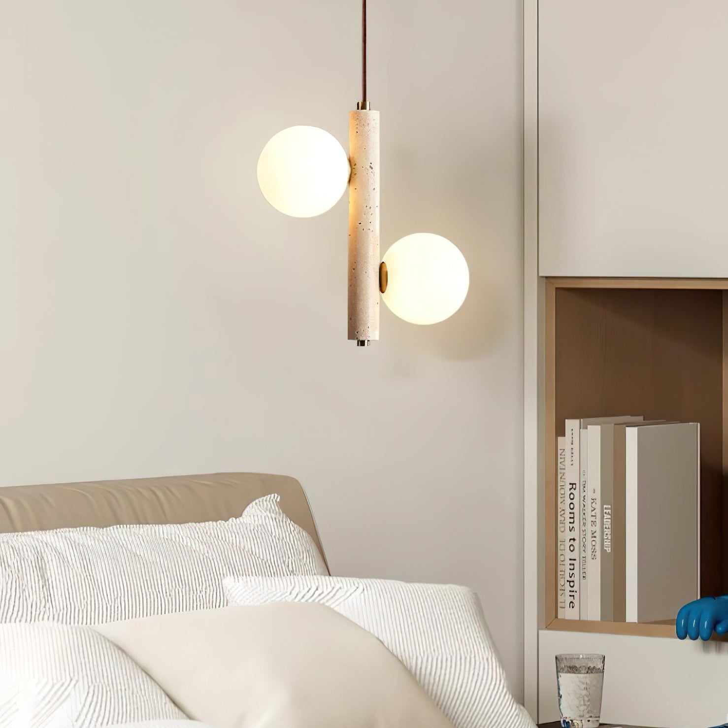 Aursorel Multi-Globe Travertine Pendant Light - Blowlighting