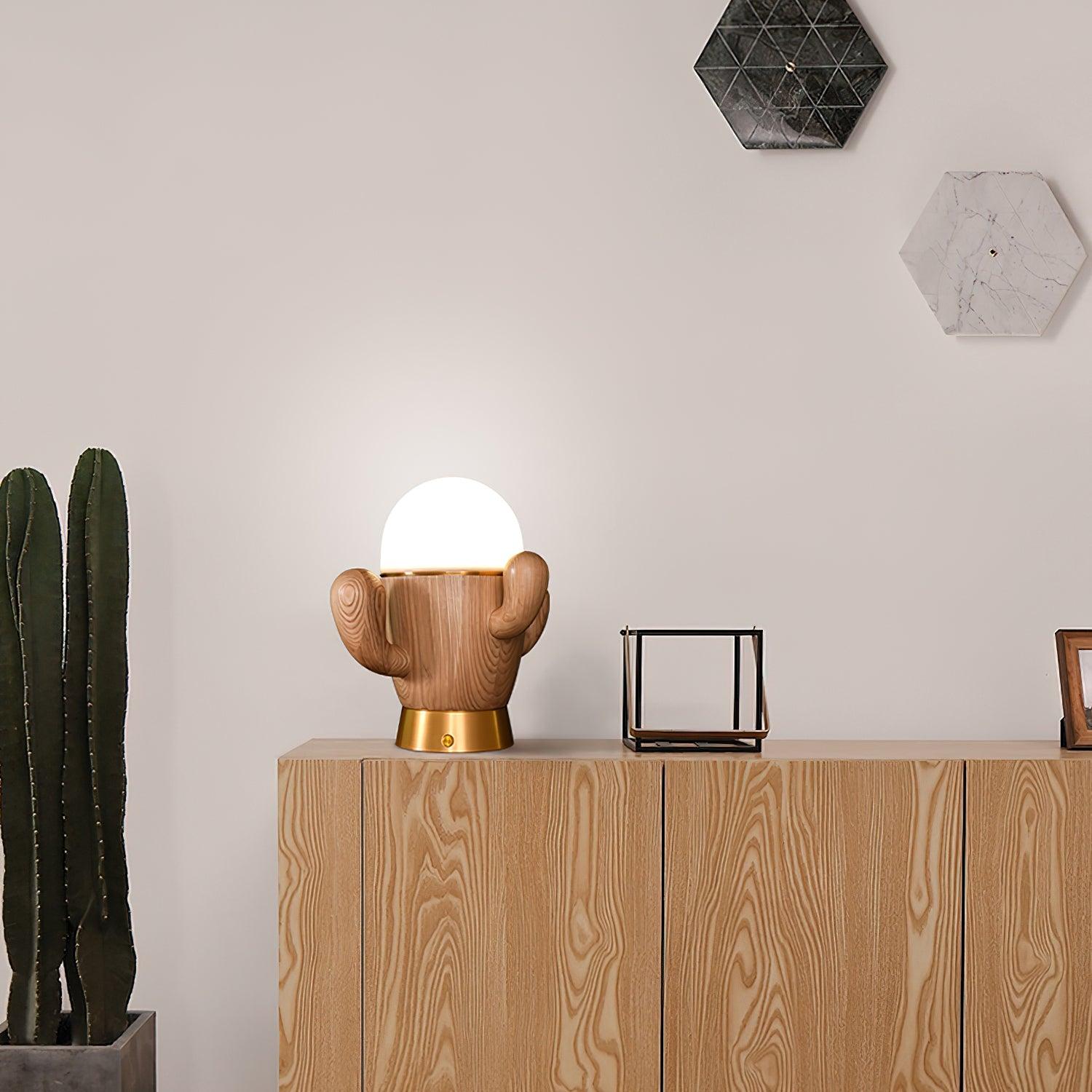 Wooden Cactus Table Lamp - Blowlighting