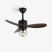 Ronan Industrial Wood Ceiling Fan Light - Blowlighting