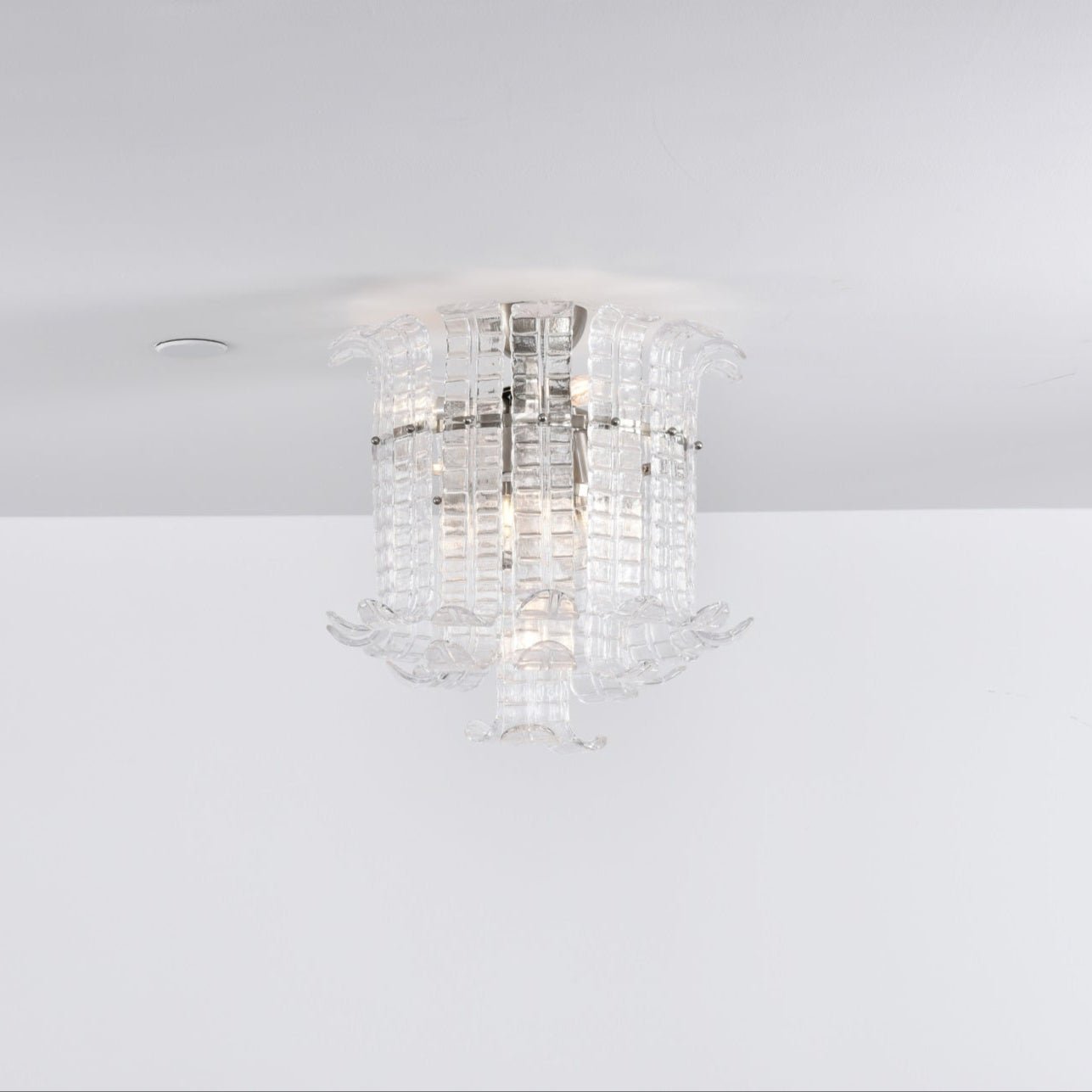 Aurora Ceiling Lamp Clear Murano Glass Flush Mount - Blowlighting