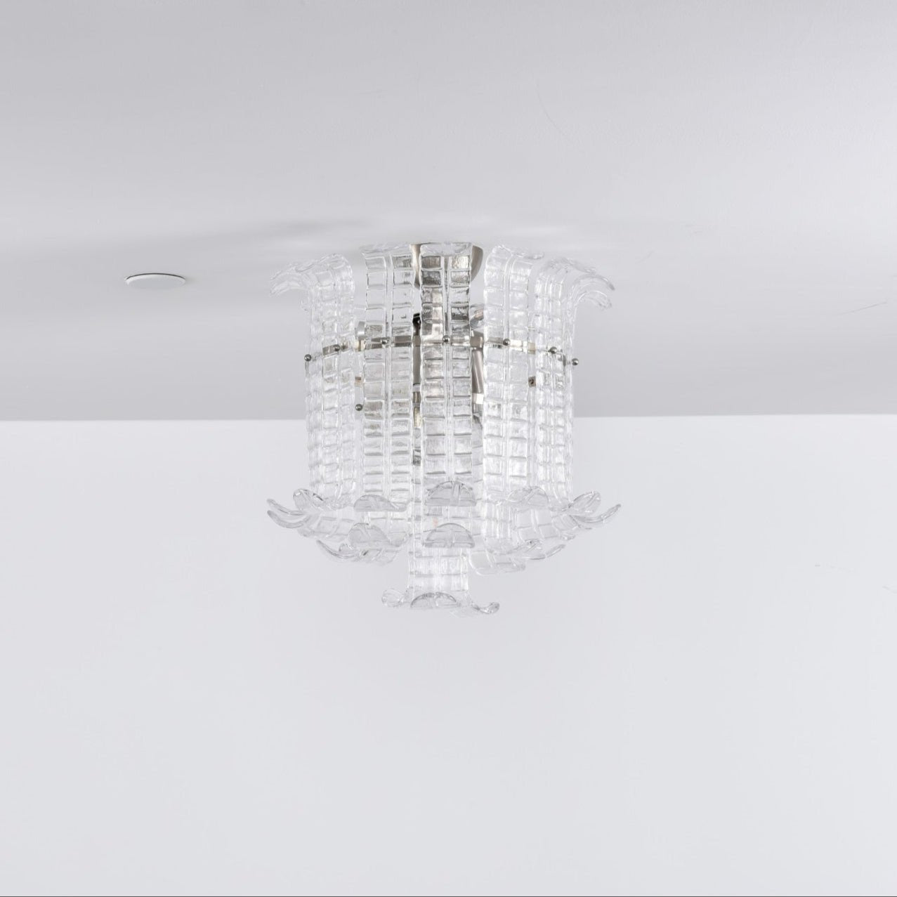 Aurora Ceiling Lamp Clear Murano Glass Flush Mount - Blowlighting