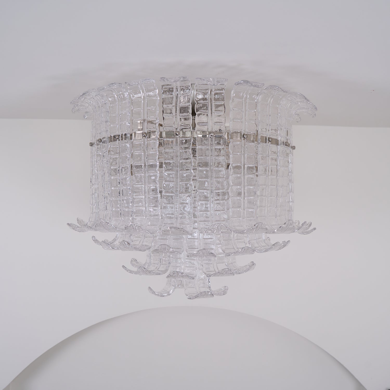 Aurora Ceiling Lamp Clear Murano Glass Flush Mount - Blowlighting