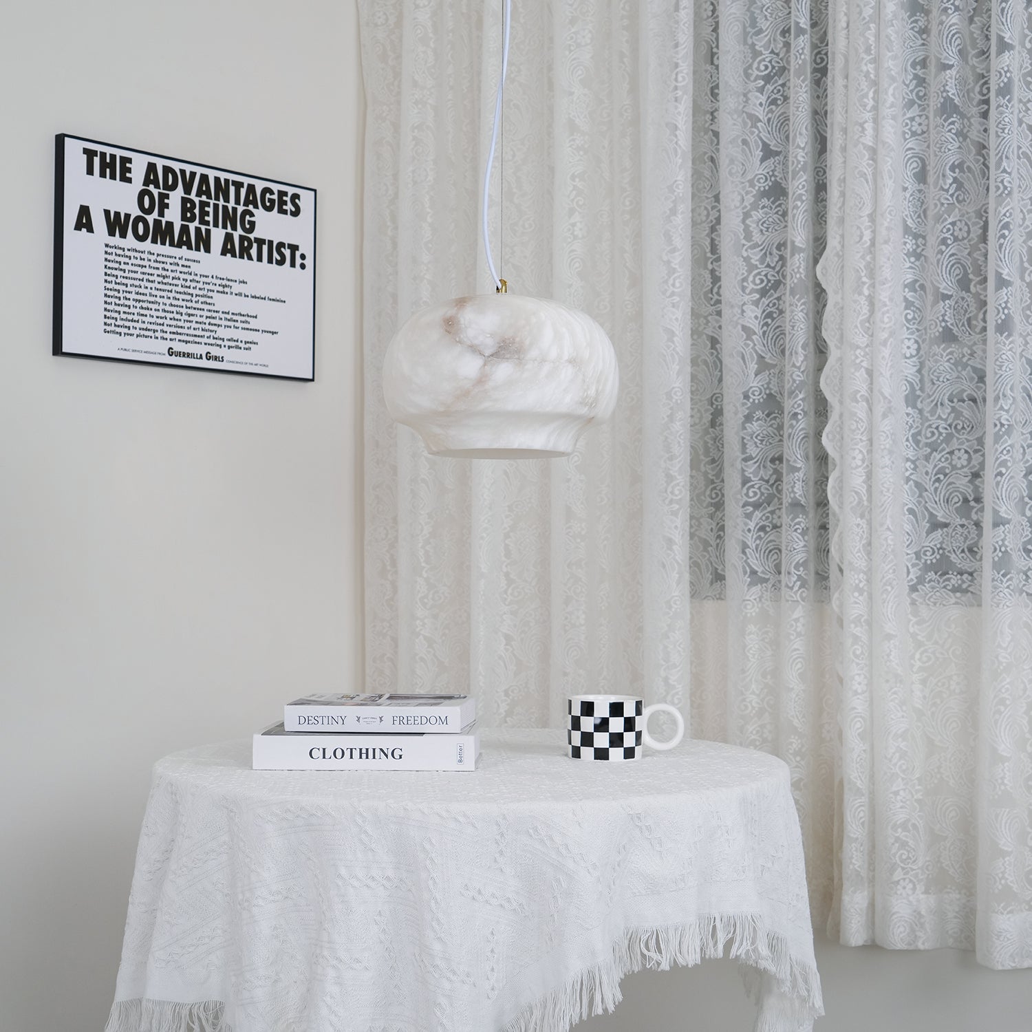 Thalia Minimalist Alabaster Pendant Light - Blowlighting