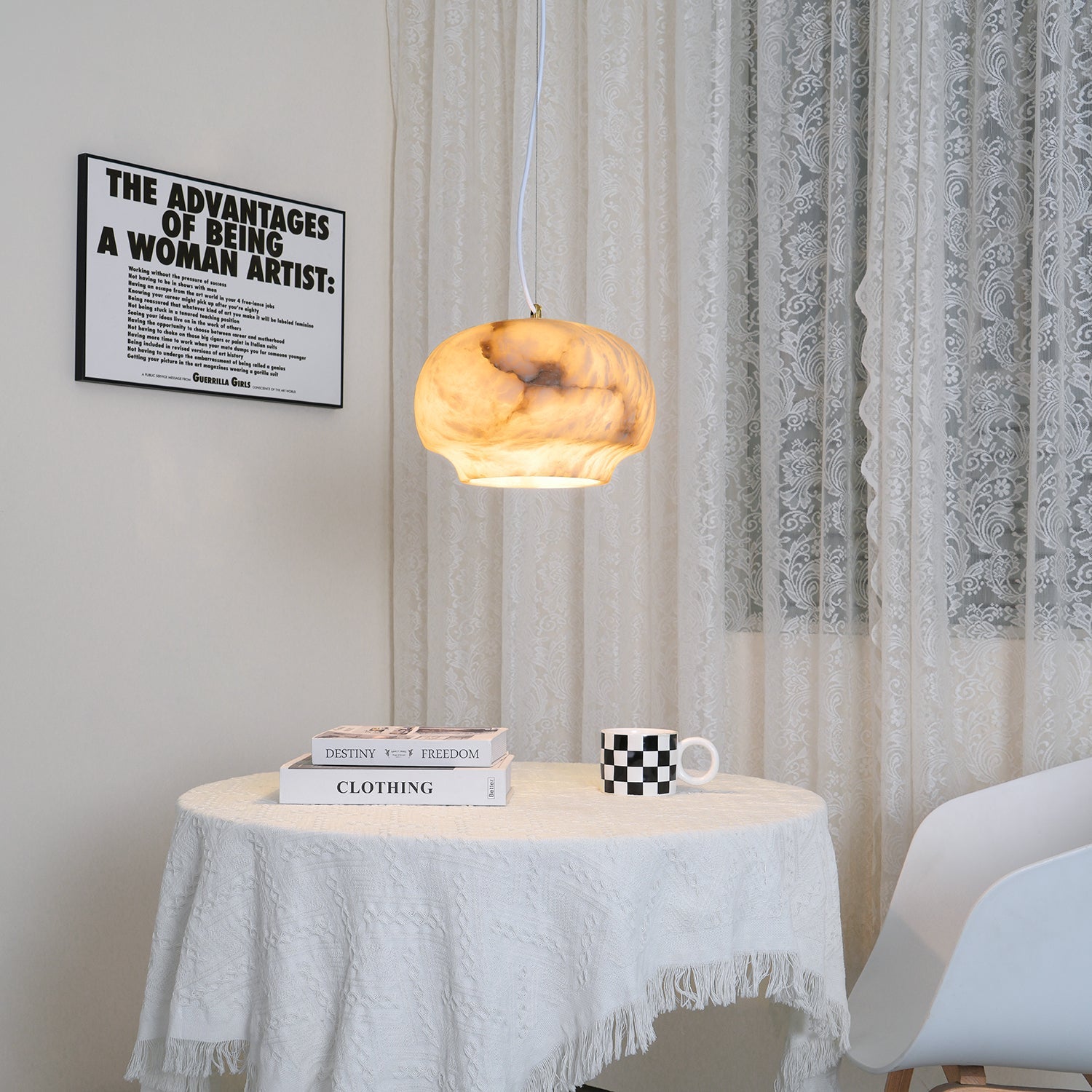 Thalia Minimalist Alabaster Pendant Light - Blowlighting