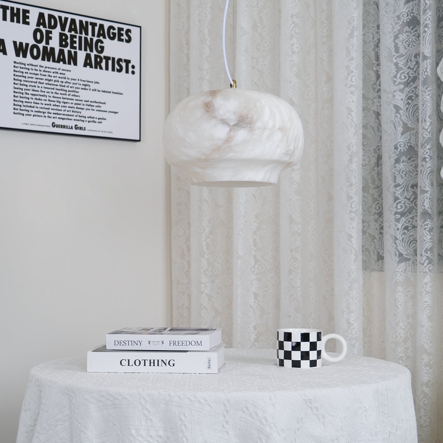 Thalia Minimalist Alabaster Pendant Light - Blowlighting