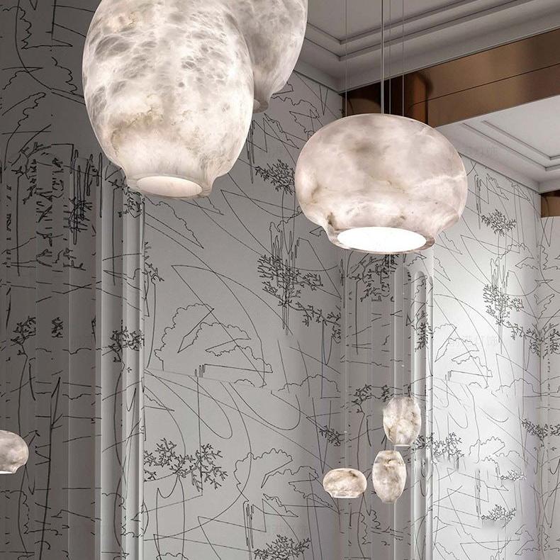 Thalia Minimalist Alabaster Pendant Light - Blowlighting