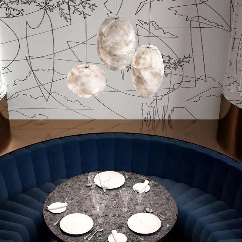Thalia Minimalist Alabaster Pendant Light - Blowlighting