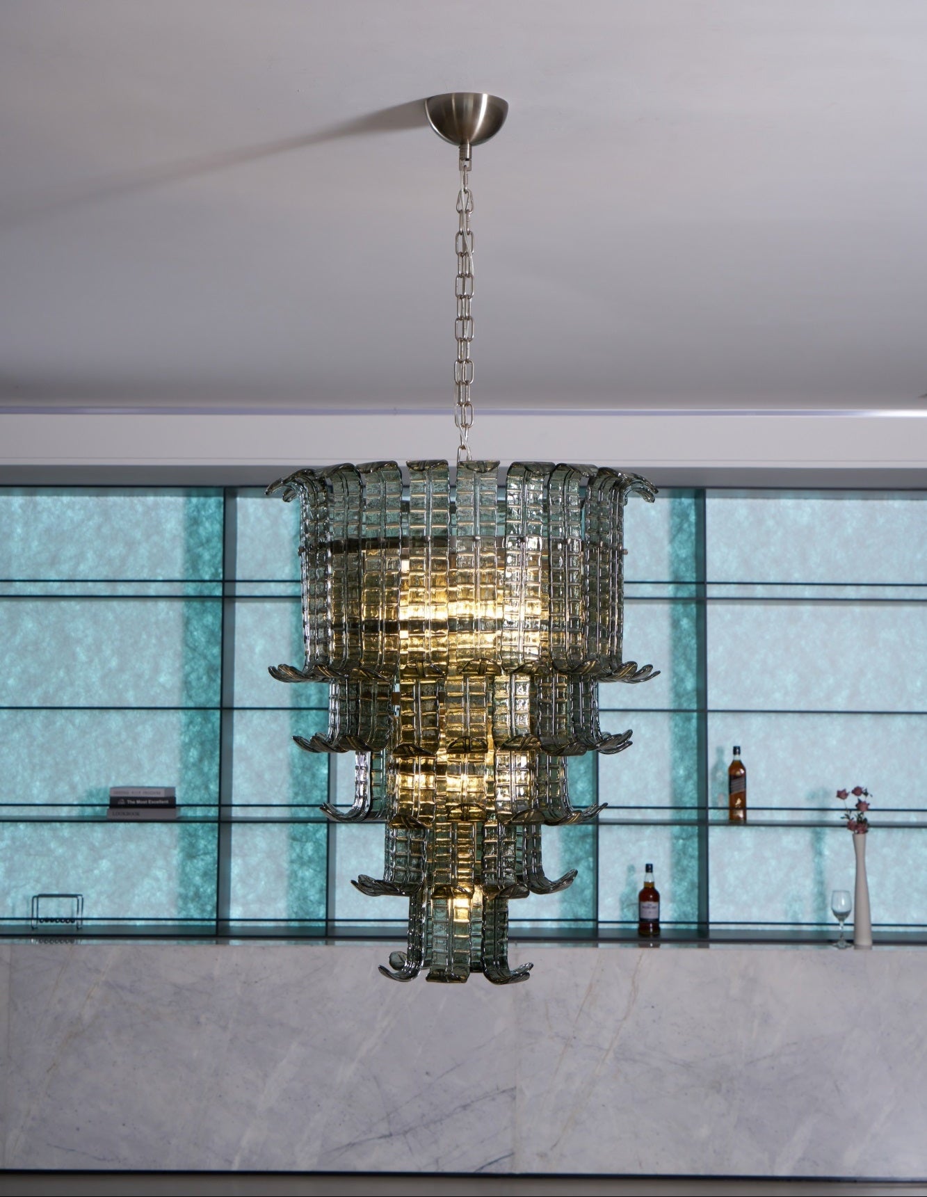 Aurora Chandelier Cascade Murano Glass Tiered Vintage - Blowlighting