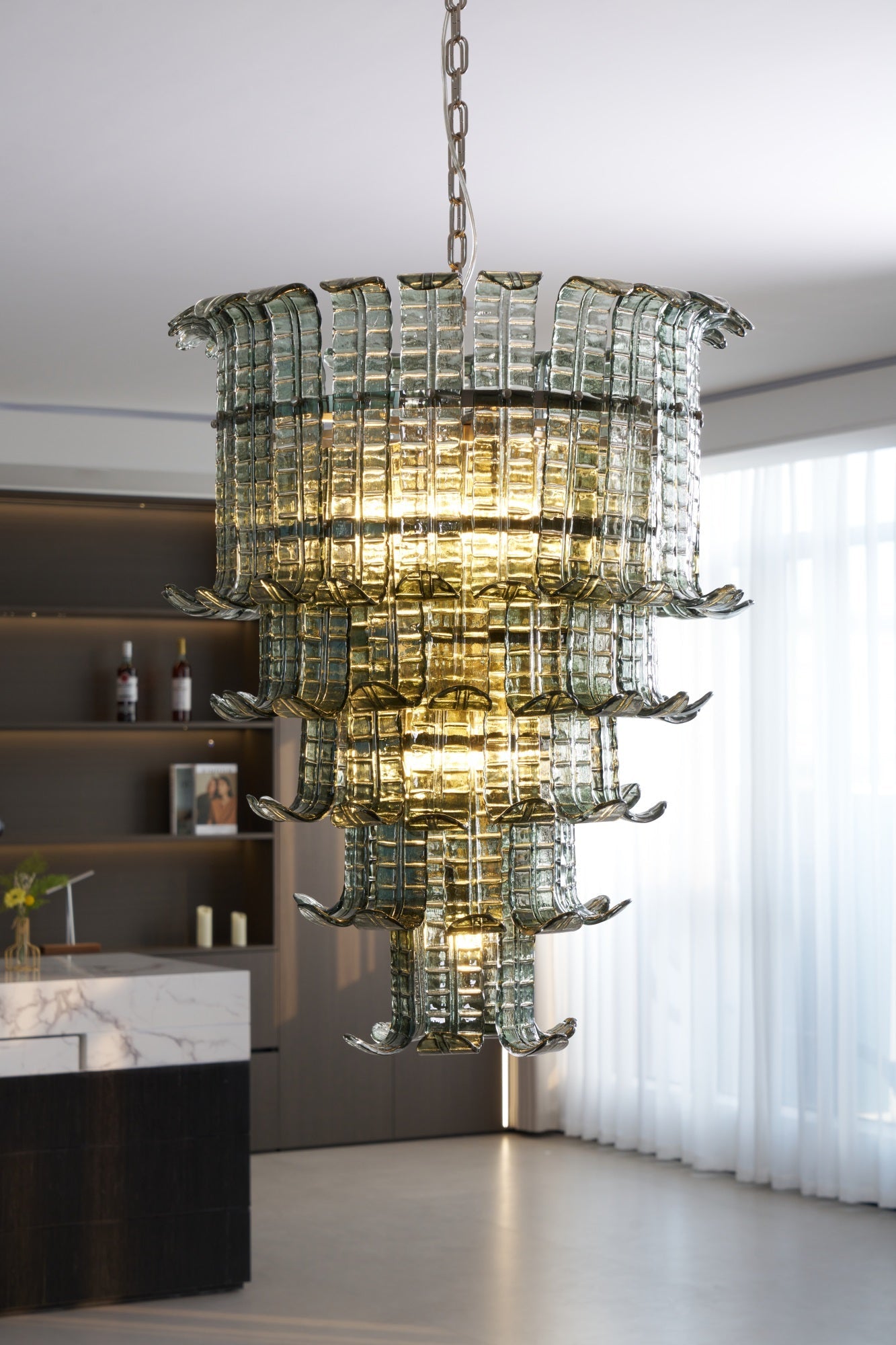 Aurora Chandelier Cascade Murano Glass Tiered Vintage - Blowlighting