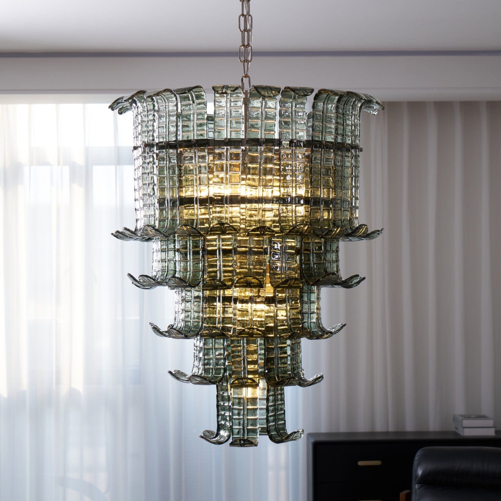 Aurora Chandelier Cascade Murano Glass Tiered Vintage - Blowlighting