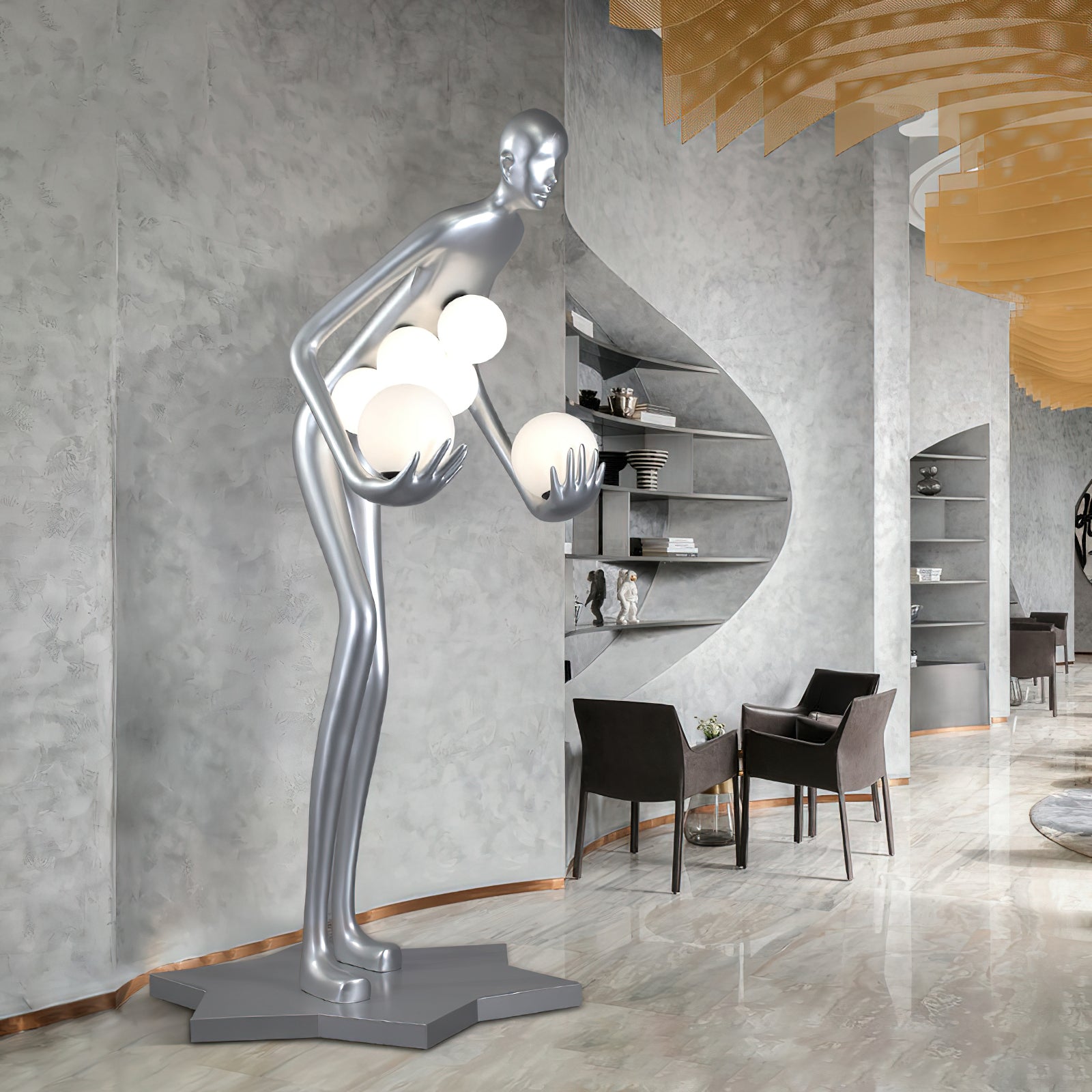 Silvaris Sculptural Metal Floor Lamp - Blowlighting