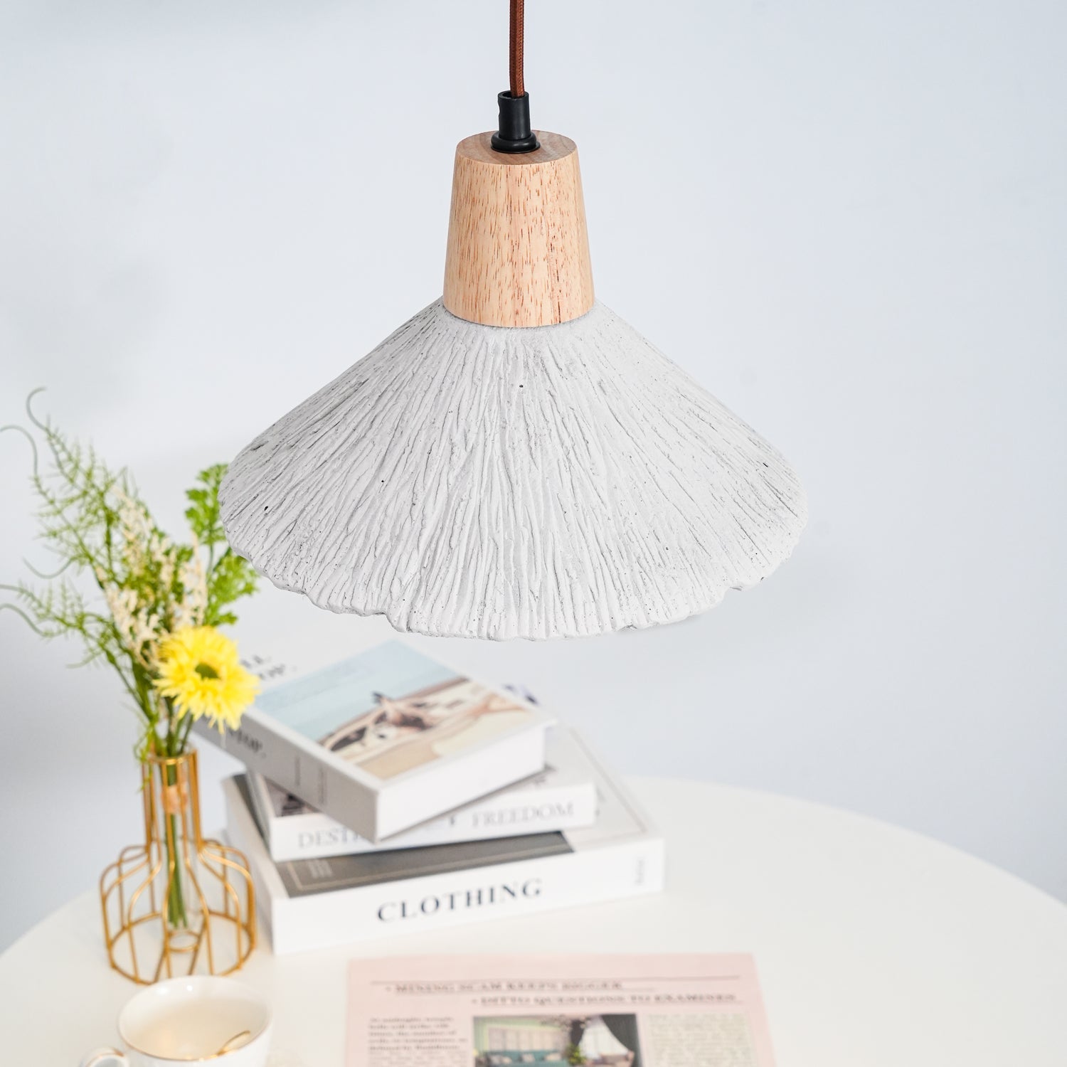 Concrete Pleated Pendant Lamp - Blowlighting