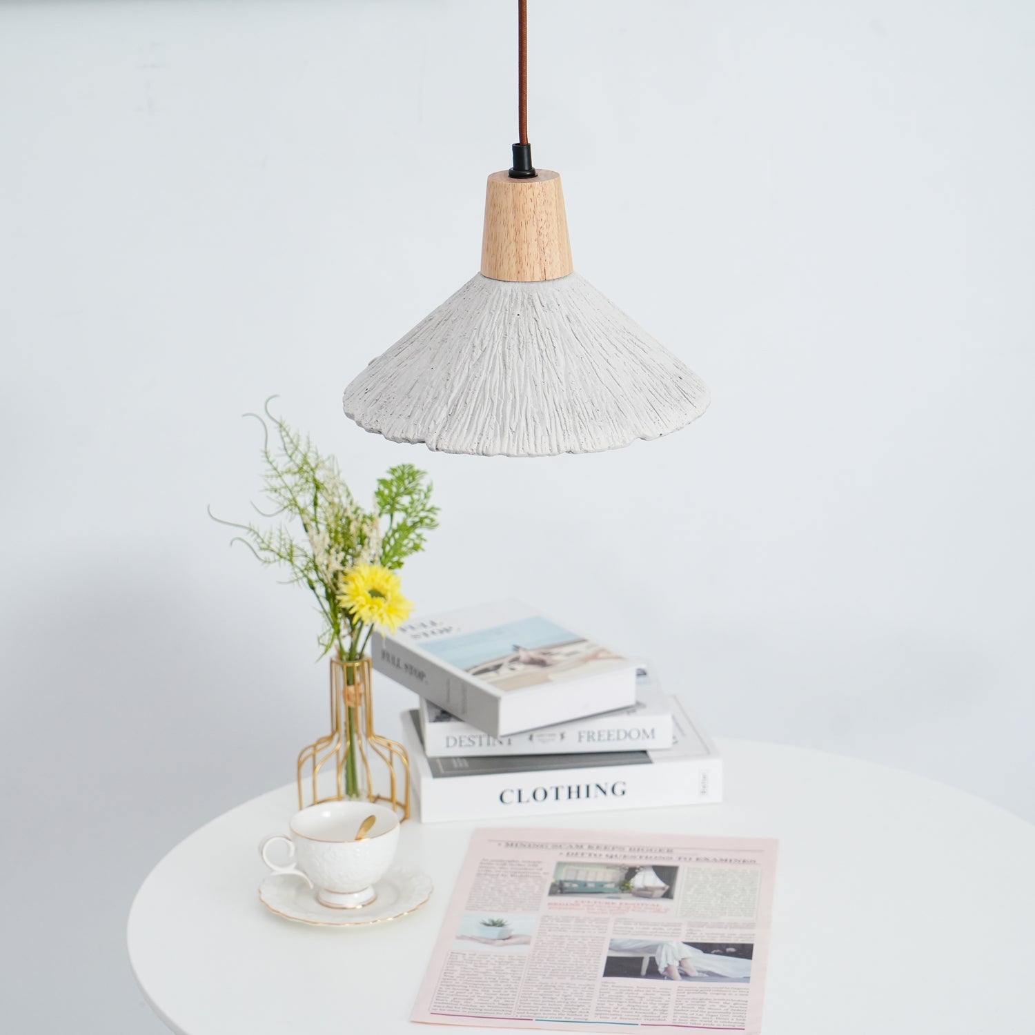 Concrete Pleated Pendant Lamp - Blowlighting