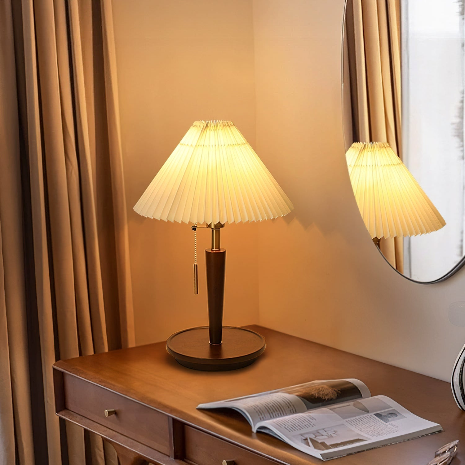 Cone Pleated Fabric Table Lamp - Blowlighting
