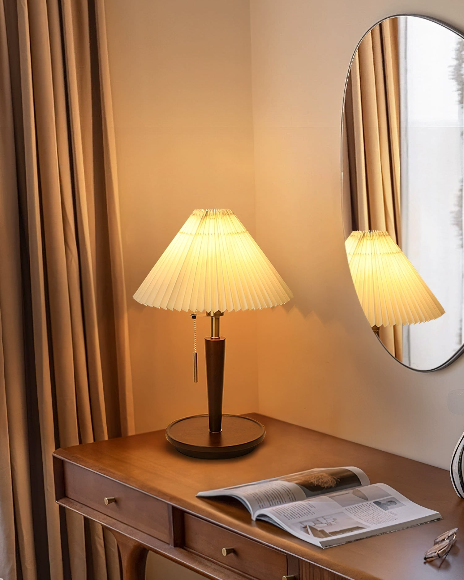 Cone Pleated Fabric Table Lamp - Blowlighting
