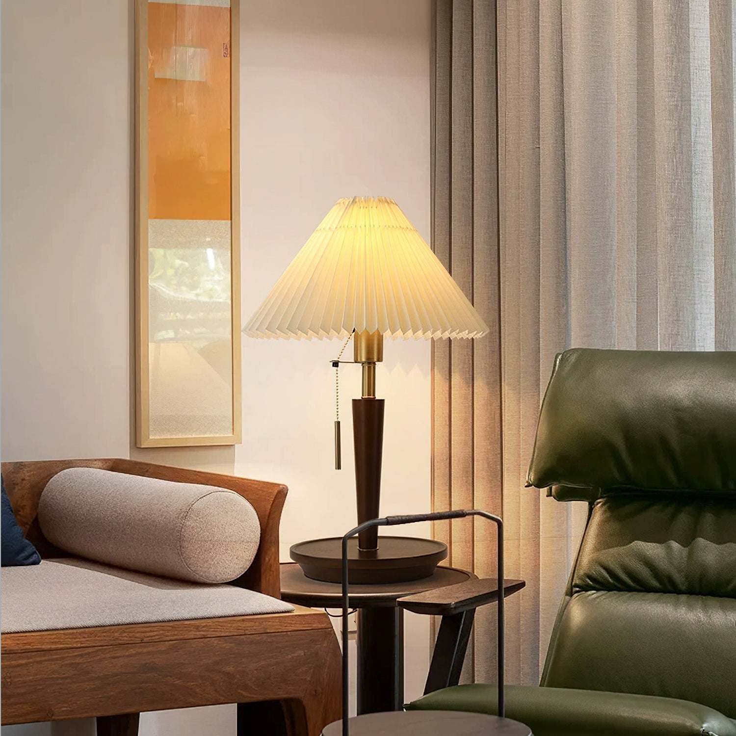 Cone Pleated Fabric Table Lamp - Blowlighting