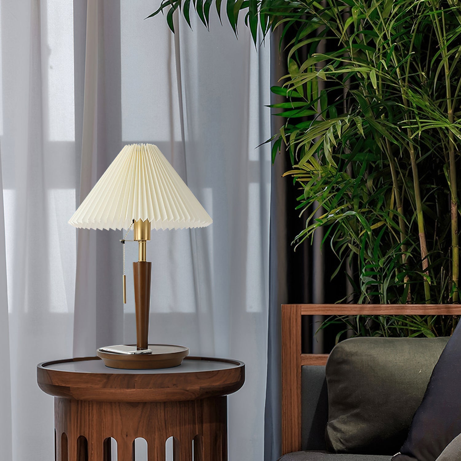 Cone Pleated Fabric Table Lamp - Blowlighting