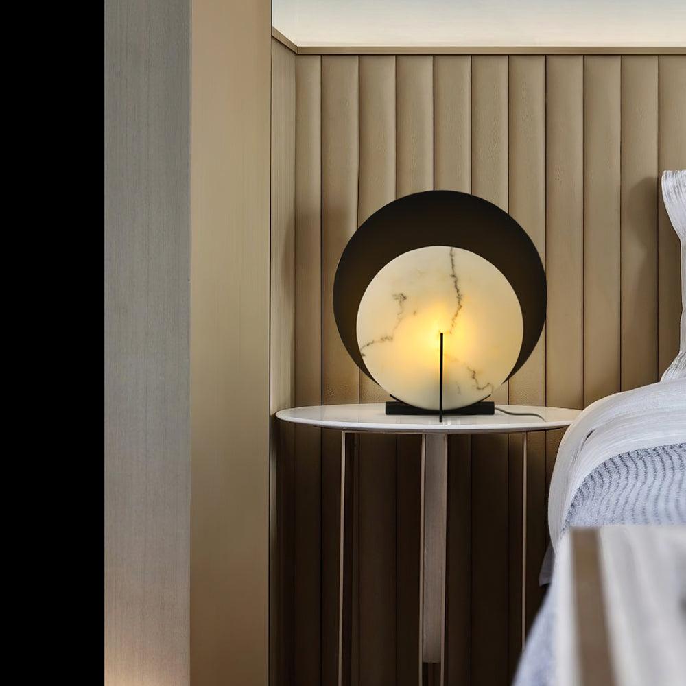 Zorinisra Half Moon Alabaster Table Lamp - Blowlighting