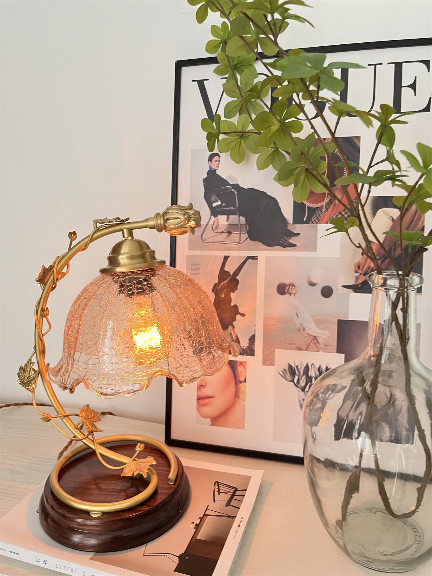 Cracked Glass Brass Table Lamp - Blowlighting