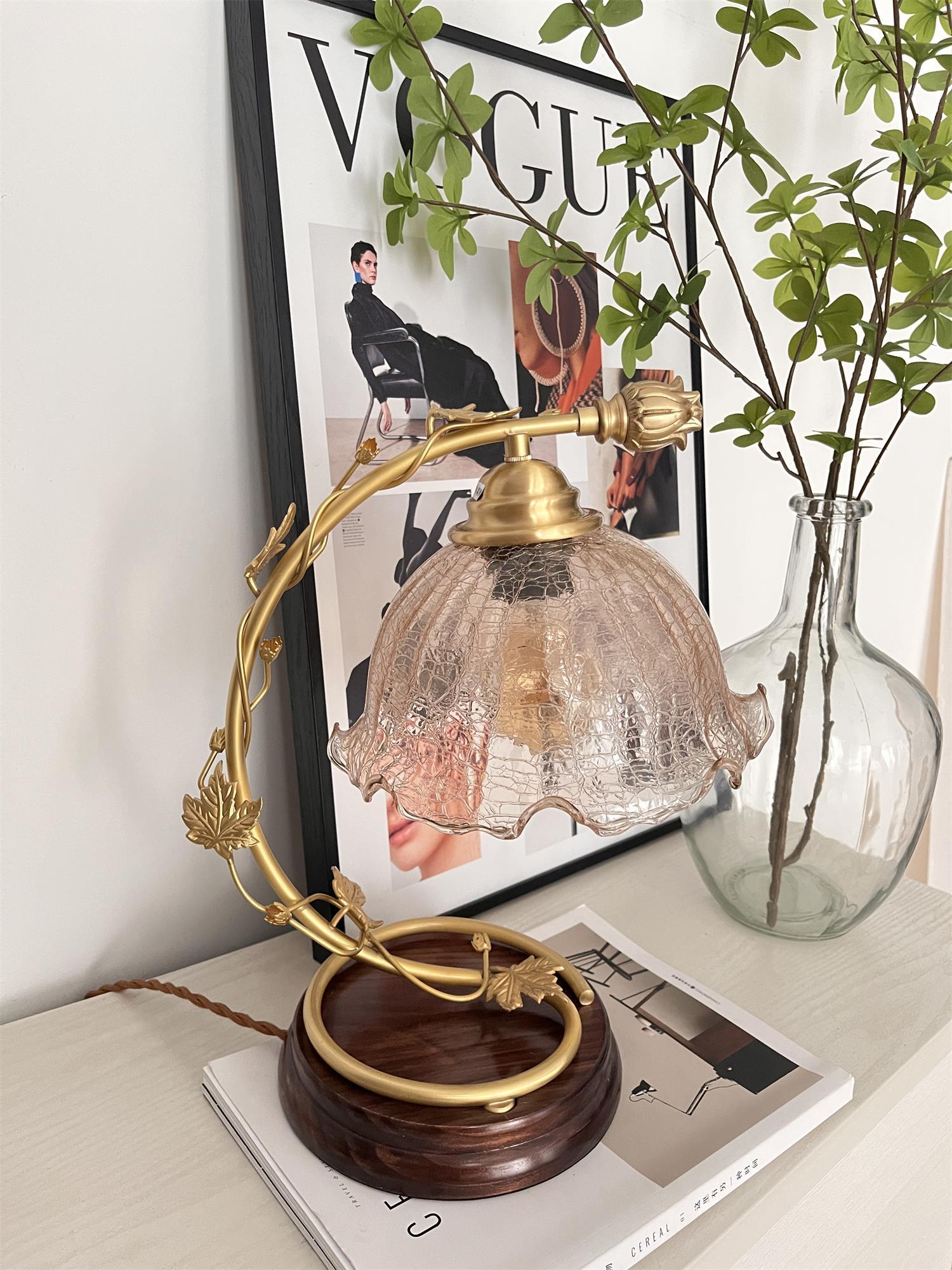 Cracked Glass Brass Table Lamp - Blowlighting