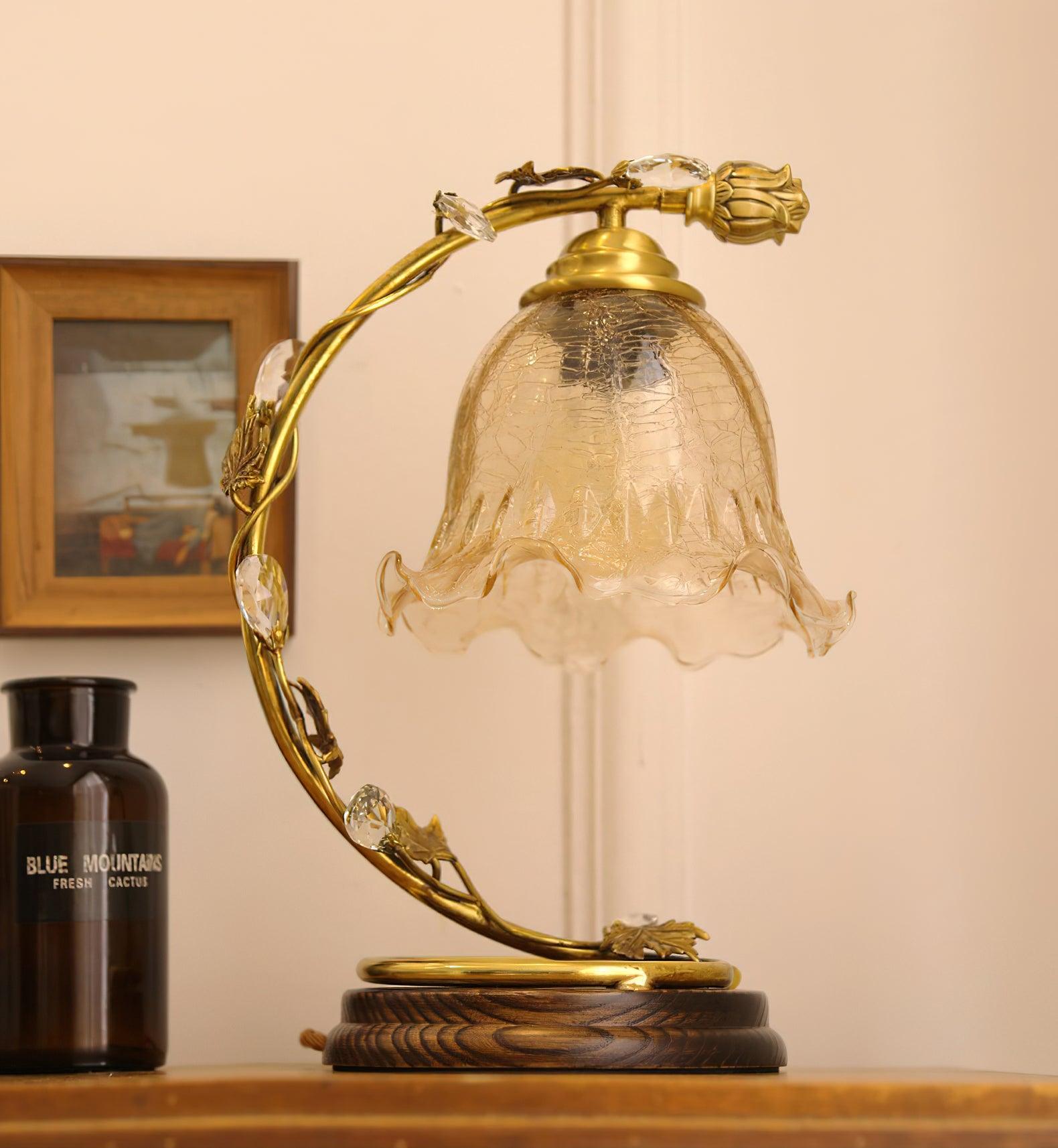 Cracked Glass Brass Table Lamp - Blowlighting