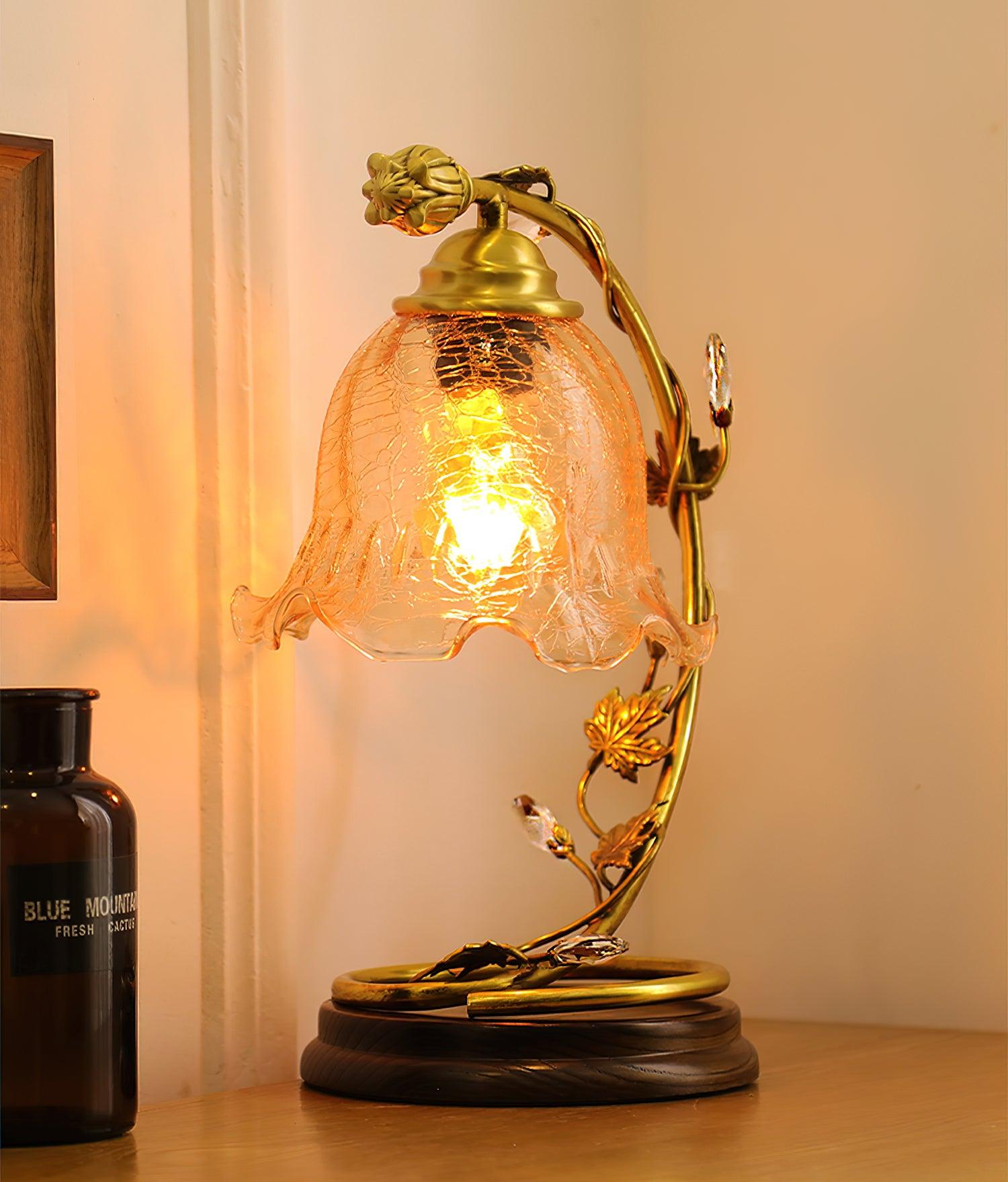 Cracked Glass Brass Table Lamp - Blowlighting