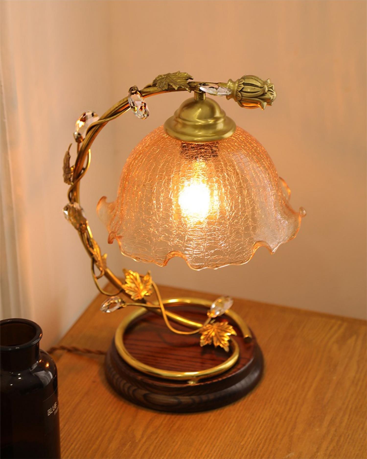 Cracked Glass Brass Table Lamp - Blowlighting
