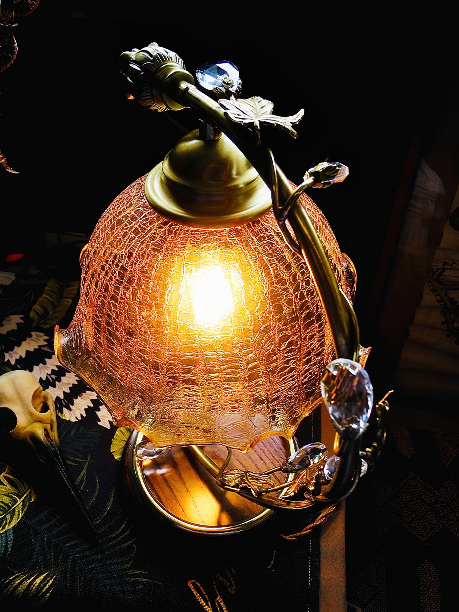 Cracked Glass Brass Table Lamp - Blowlighting