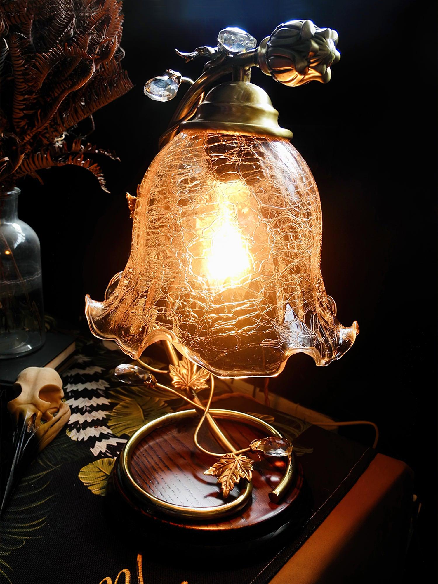 Cracked Glass Brass Table Lamp - Blowlighting