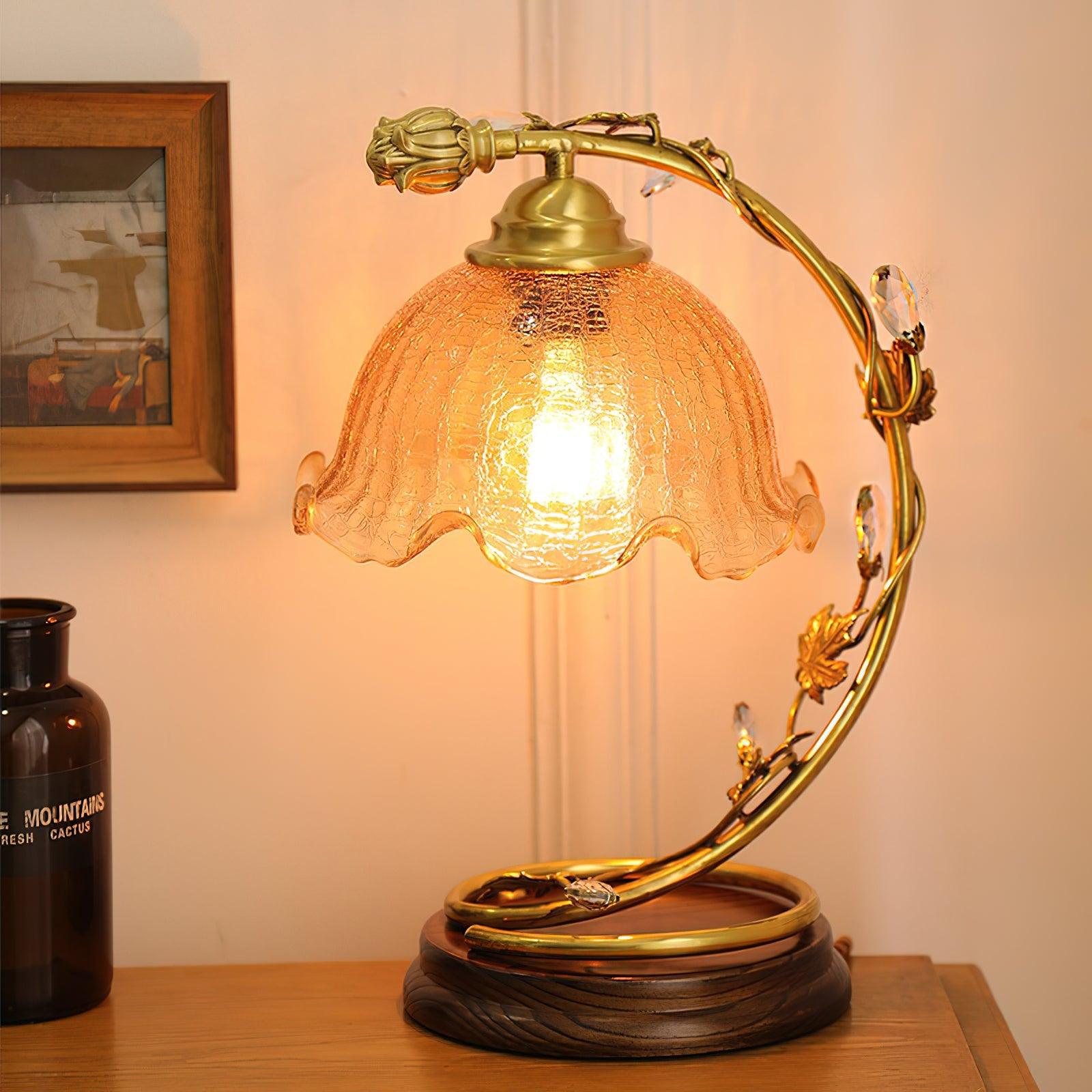 Cracked Glass Brass Table Lamp - Blowlighting
