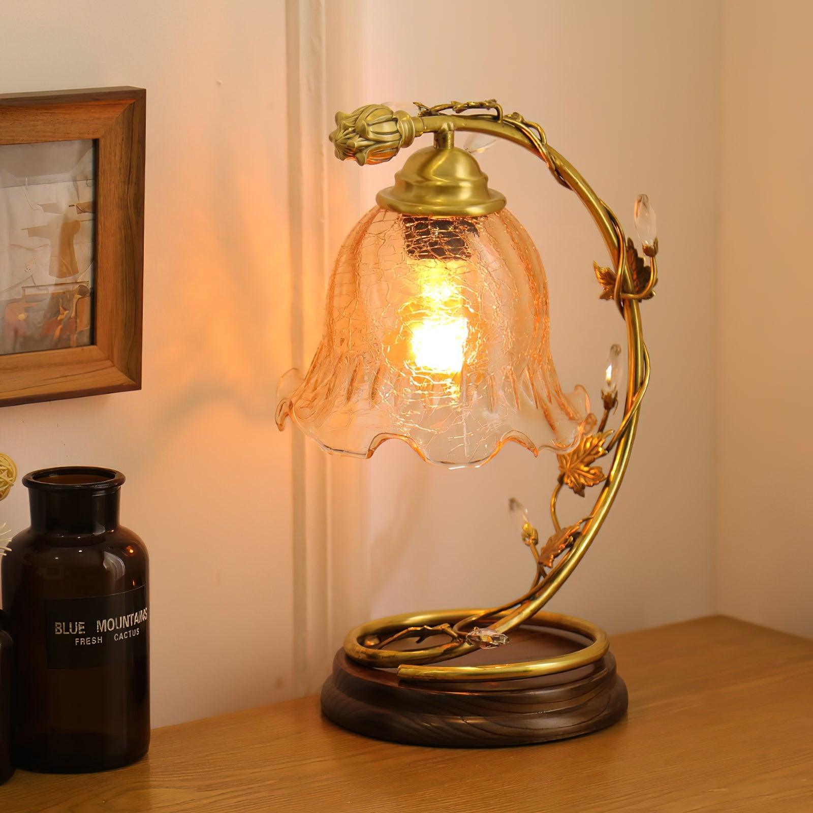 Cracked Glass Brass Table Lamp - Blowlighting